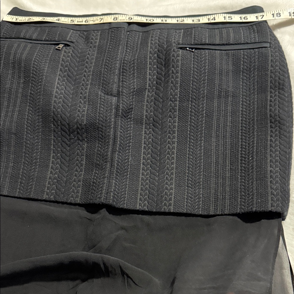Black Textured long Skirt with Zip Pockets BCBGMAXAZRIA